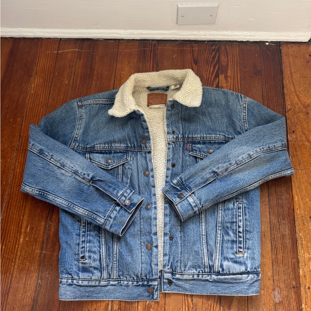 Levi's Brown Leather Patch Sherpa Jacket